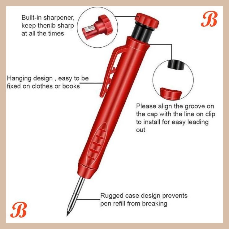 

| YZA | PENSIL SOLID CARPENTER MARKING PENCIL ALAT MENANDAI WOODWORKING+REFILL