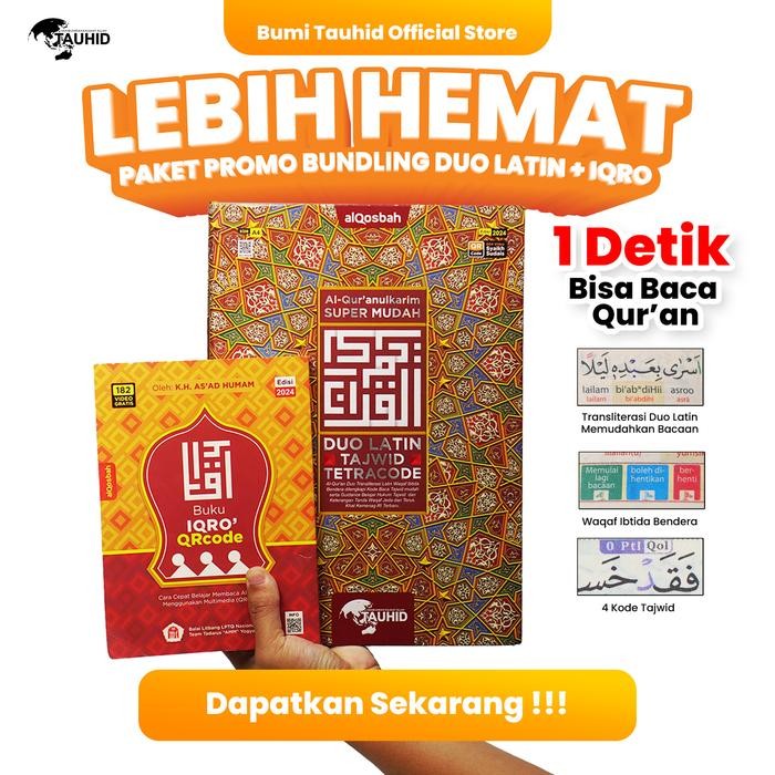 HOT PROMO Promo Bundling Duo Latin 4 Code A4 + Iqro QR - Mushaf Alquran Latin dan Terjemahan -