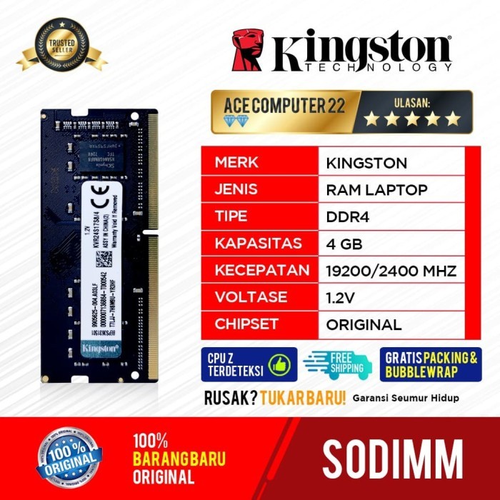 Ram Kingston Sodimm Ddr4 4Gb Pc 19200