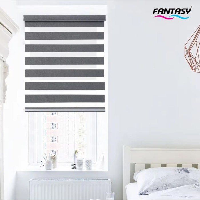 TERLARIS Fantasy Roller Blind Zebra Tirai Jendela Gulung 2 in 1 Rainbow Zebra Blinds Dimout