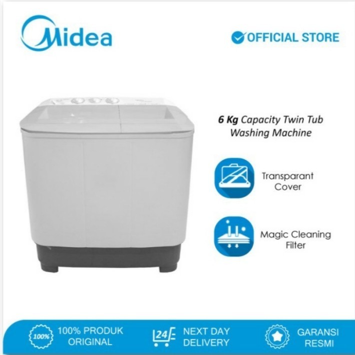 Midea MTD-79NTG / MTD-89NTG Mesin Cuci 2 Tabung 6KG / 7KG . Baru & Bergaransi