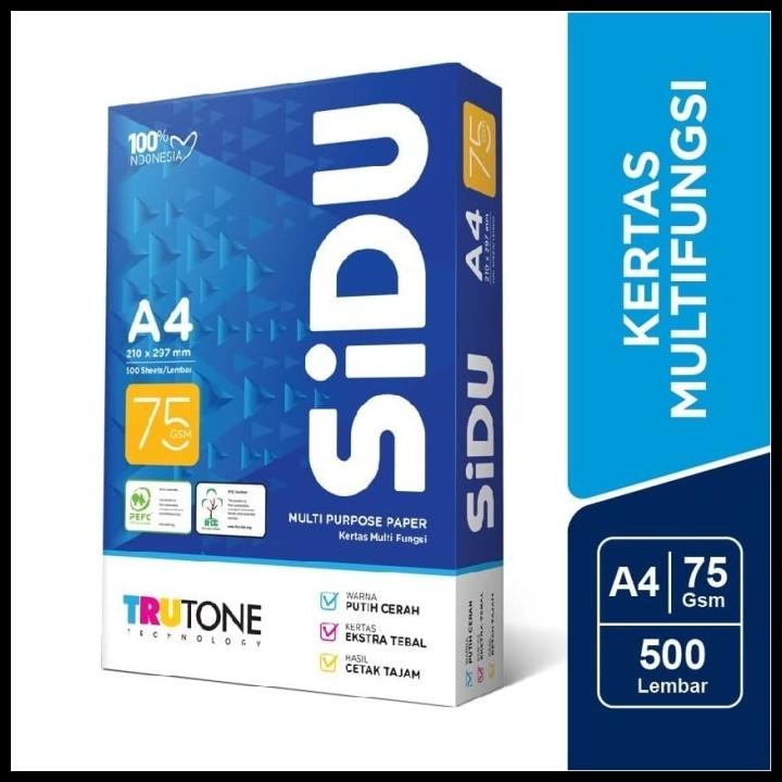 

Terlaris Sidu A4 75Gr/Gsm Kertas Hvs Print Fotocopy Good Quality