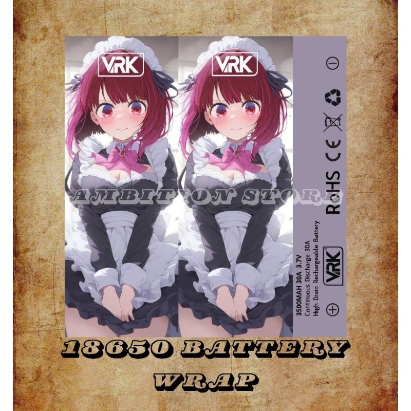 

Terlaris Ambitionstore Stiker Wrap Baterai 18650 Waifu V22 Series Pelindung Dan Penghias Untuk Segala Merek Garskin Custom Case Laminasi Tebal COD