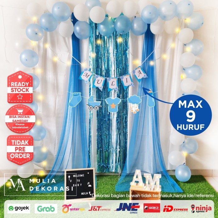 Dekorasi Backdrop Baby Girl Baby Boy Bayi Lahiran Aqiqah Paket HH