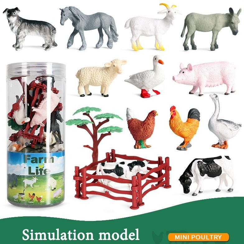 Mainan Hewan Fure Farm Poultry mainan binatang Mainan Anak Kecil mainan hewan karet lengkap set