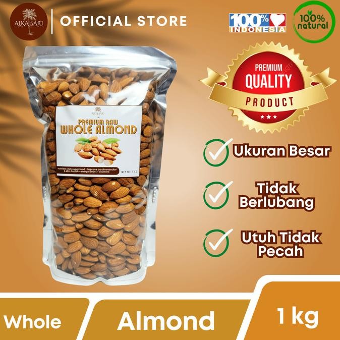 

1 Kg Kacang Almond Utuh Premium Alka Sari Berkualitas