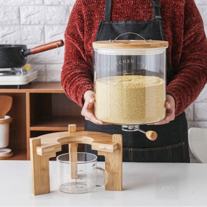 

RICE FLOUR GRAINS CEREAL GLASS DISPENSER NORDIC STYLE BERAS TEPUNG BOX