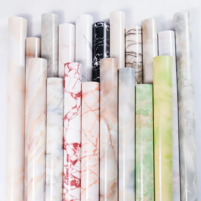 Sticker Wallpaper Lantai / Dinding /Keramik Motif Kayu / Marmer 1 Roll