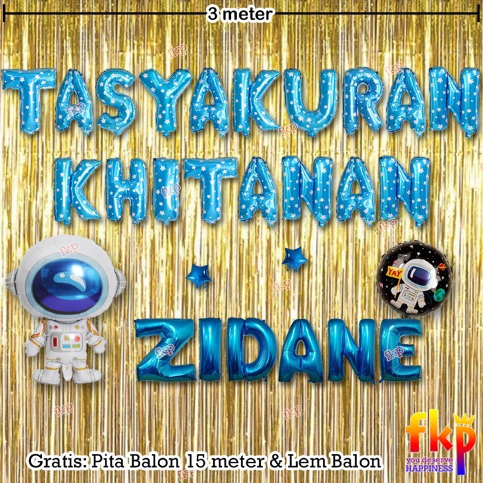 PAKET DEKORASI TASYAKURAN KHITANAN / SUNATAN DEKOR BALON TEMA ASTRONOT