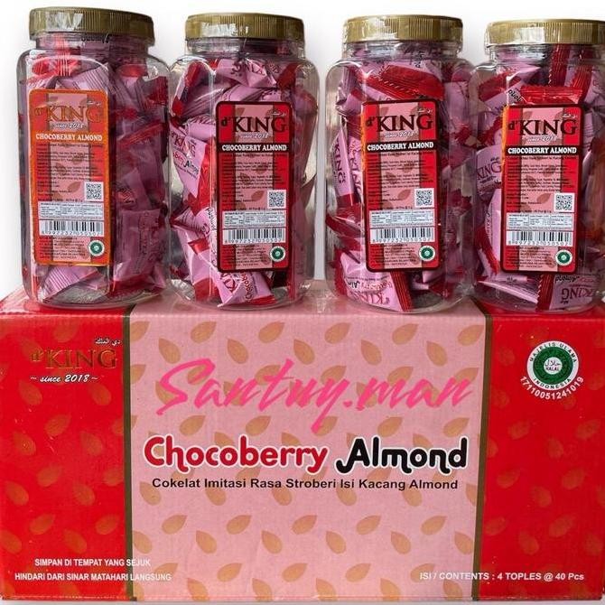 

1 kardus pingki Chocoberry isi Kacang almond isi 4 toples Coklat Chocolate Berkualitas