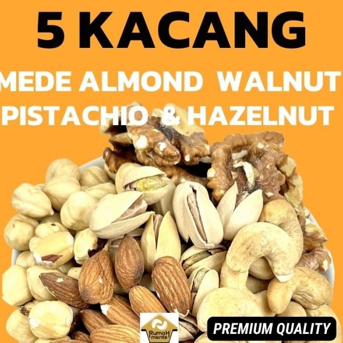 

MIX 5 NUTS 500GR KACANG METE ALMOND PISTACHIO HAZELNUT WALNUT Berkualitas