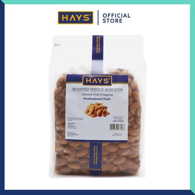 

kacang Almond Panggang Utuh 500 Gram / Roasted Almond Whole 500 Gram HAYS Food Snacks Berkualitas