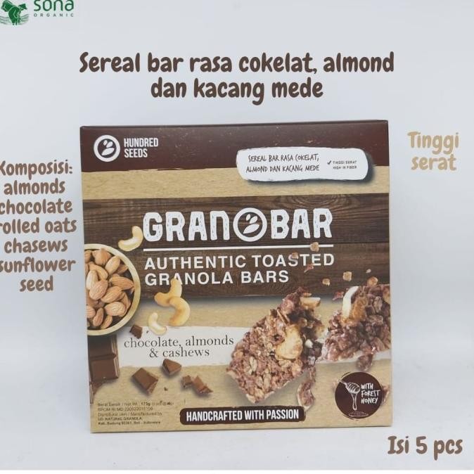 

Sereal Bar-Granobar coklat almond mede 175g-5pcs-Granola Creation Berkualitas