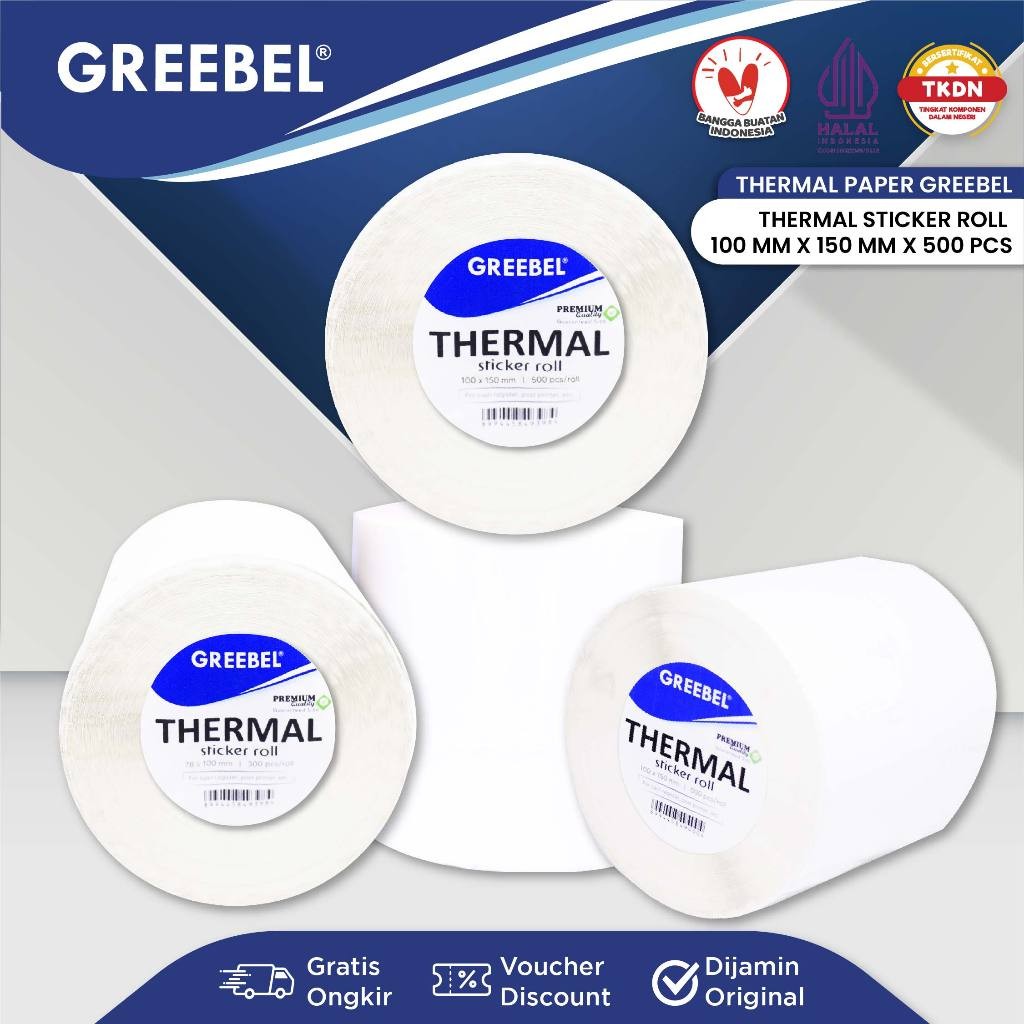 

GREEBEL Label Stiker / Thermal Roll Isi 500PCS 100x150mm Waterproof / Label Kertas Barcode