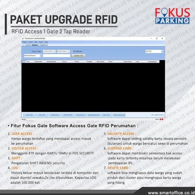 Paket Cardteck Rfid Access Barrier Gate 2 Reader Tap Card + Software