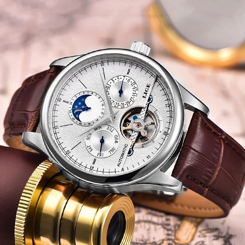 LIGE Men Watches Luxury Male Tourbillon Automatic Wristwatch Sports Waterproof Mechanical Watch for