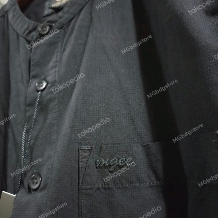 Terbaru Kemeja Koko Hitam Polos Lengan Panjang Original Mgee Kenan Black Terlaris