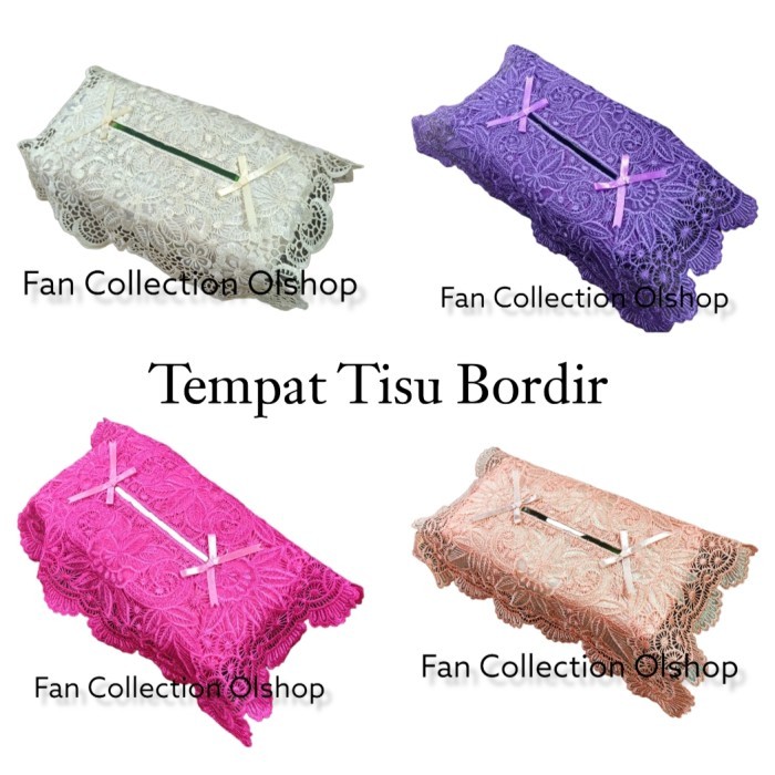 Tempat Tisu Bordir Sarung Tisu Bordir Cover Tisu Bordir Polos Mewah