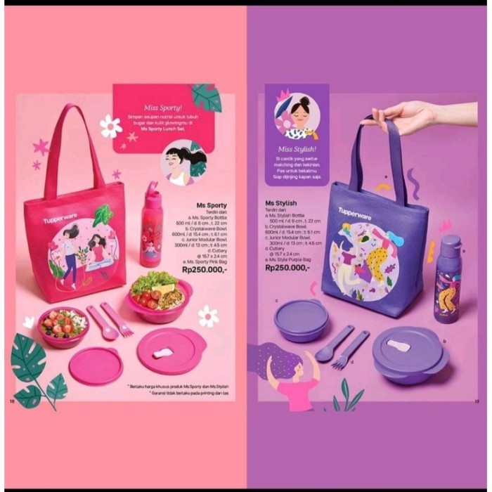 TEMPAT MAKAN TUPPERWARE - TAS MAKAN - DUO MINI LUNCH SET PINK