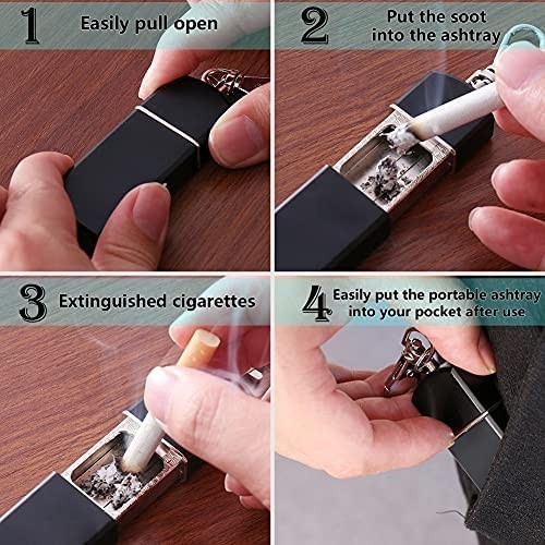 TERBARU Asbak Mini Portable Kecil Saku Model Gantungan Kunci Stainless