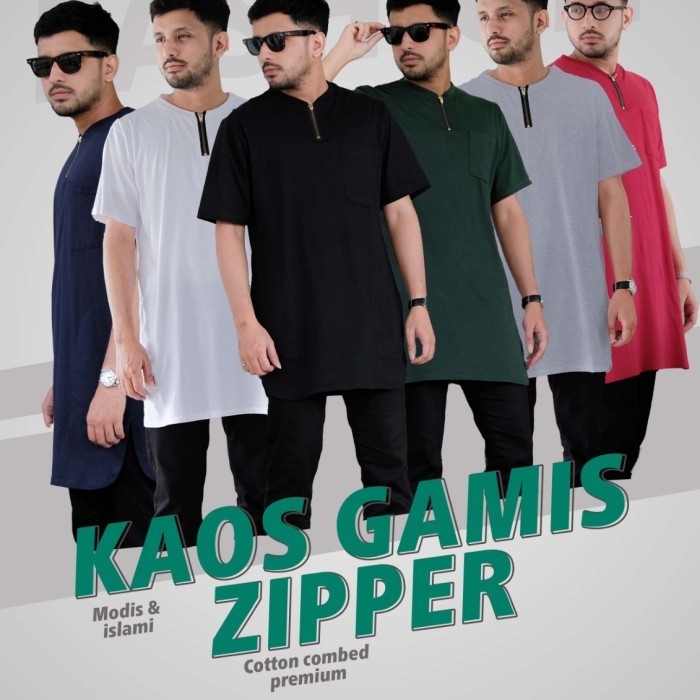 Terbaru Kaos Gamis Ahad Zipper Pria Original (Ah02) Promo