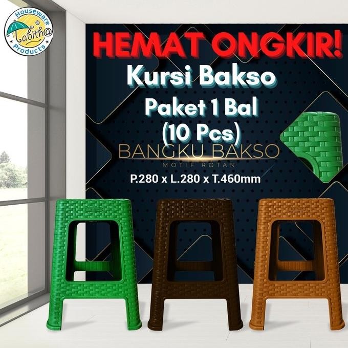 

New Tabitha Paket 10 Pcs Bangku Bakso Mini Kursi Baso Mini Bangku Pendek