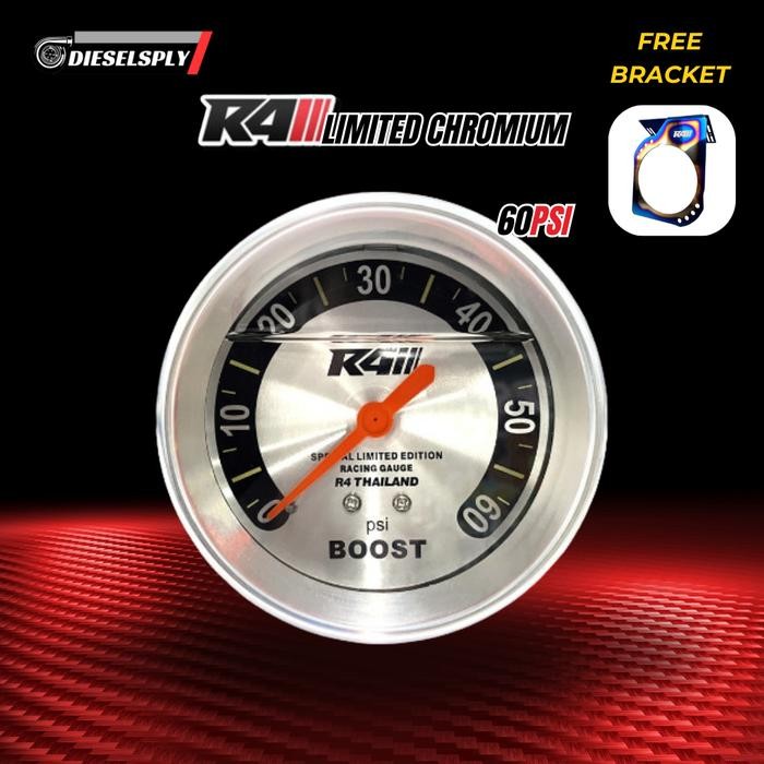 BEBAS ONGKIR - R4 Boost Meter Limited Edition Silver Chrome Universal Innova / Fortuner / Hilux /