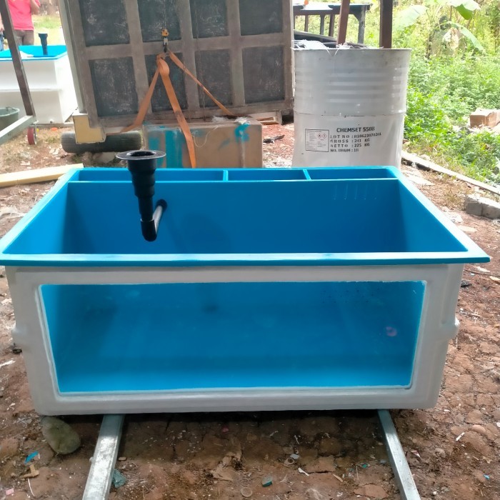 kolam ikan fiber gelass combinasi kaca + filter