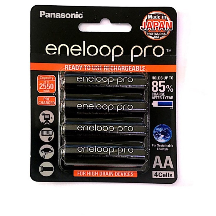 Panasonic Original Eneloop Pro Aa Battery 2.550 Mah - Hitam
