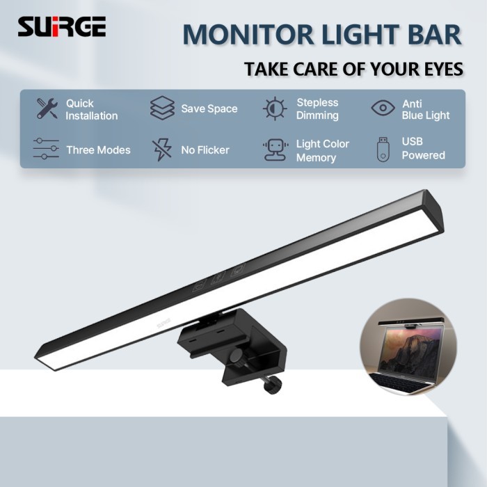 SUIRGE Monitor Light Bar Laptop Adjustable Reading Light Screen
