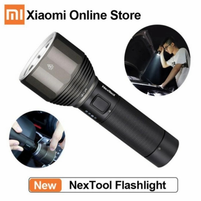Xiaomi NexTool Senter LED USB Rechargeable 2000 Lumens - Black