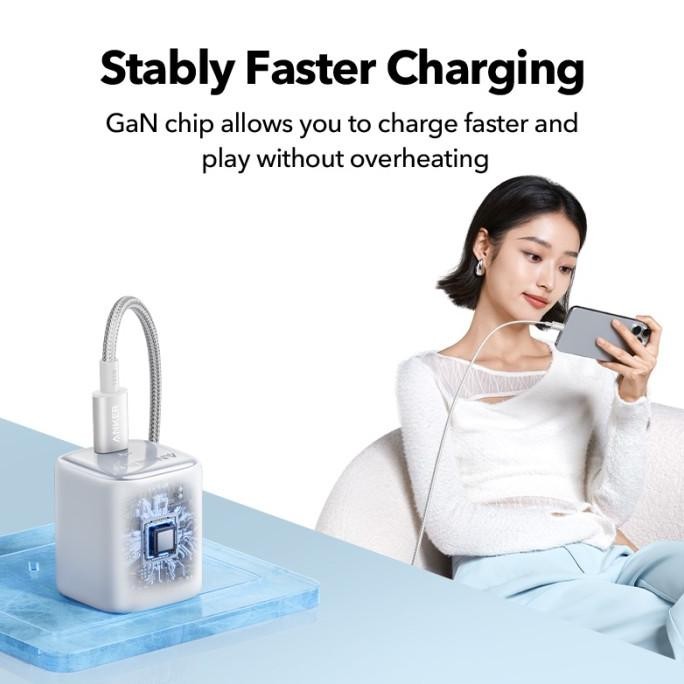 Anker Zolo Gan 30W 20W Adaptor Kepala Charger Iphone 15 Samsung Type C Pd Ice-Cooled Fast Charging -