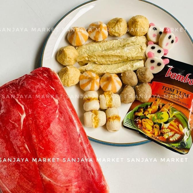 

New Paket Shabu Suki Grill Kuah Daging Aus 250Gr Bakso Wagyu Dumpling