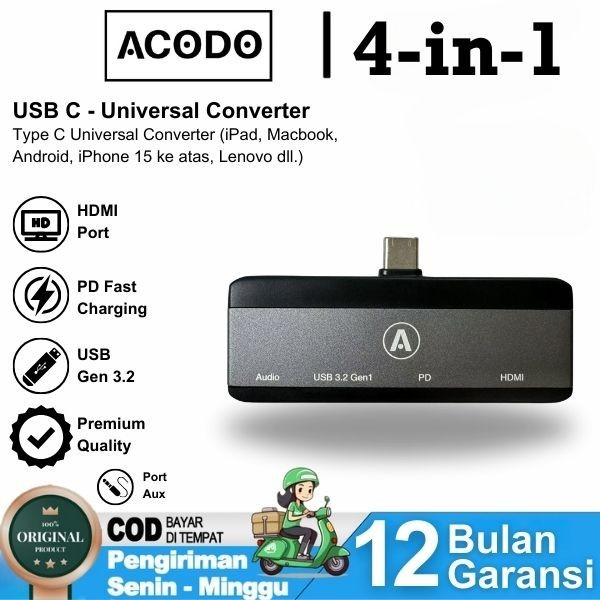 Hub USB C 4 in 1 Aux iPad Converter Adapter HDMI Auxiliary tablet Tab