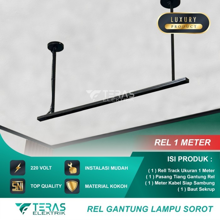 Rel gantung lampu sorot spotlight rail track khusus lampu sorot rel + tiang gantung