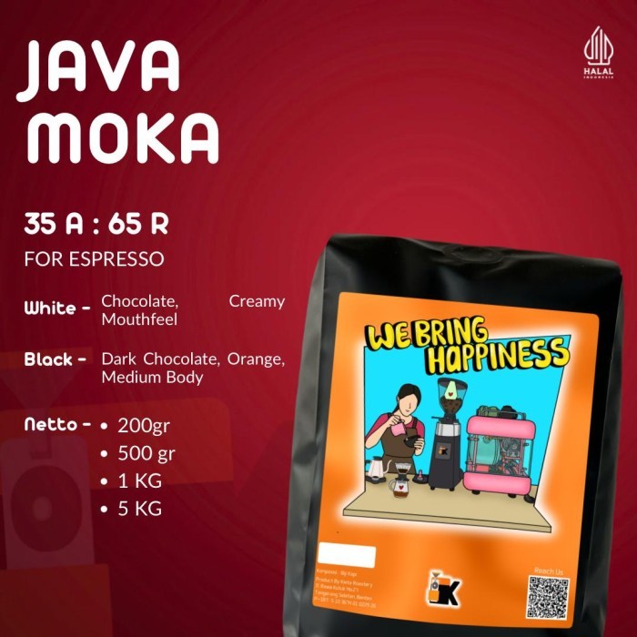 

250Gr Biji Kopi Java Moka Espresso Blend 65/35