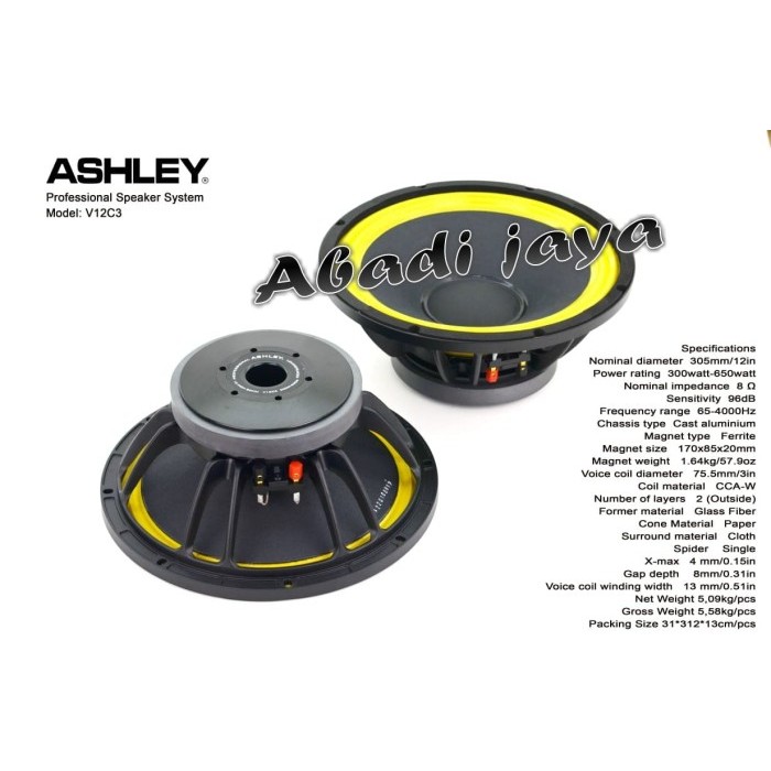 Speaker System Ashley V12C3 12Inch Oryginal Ashley