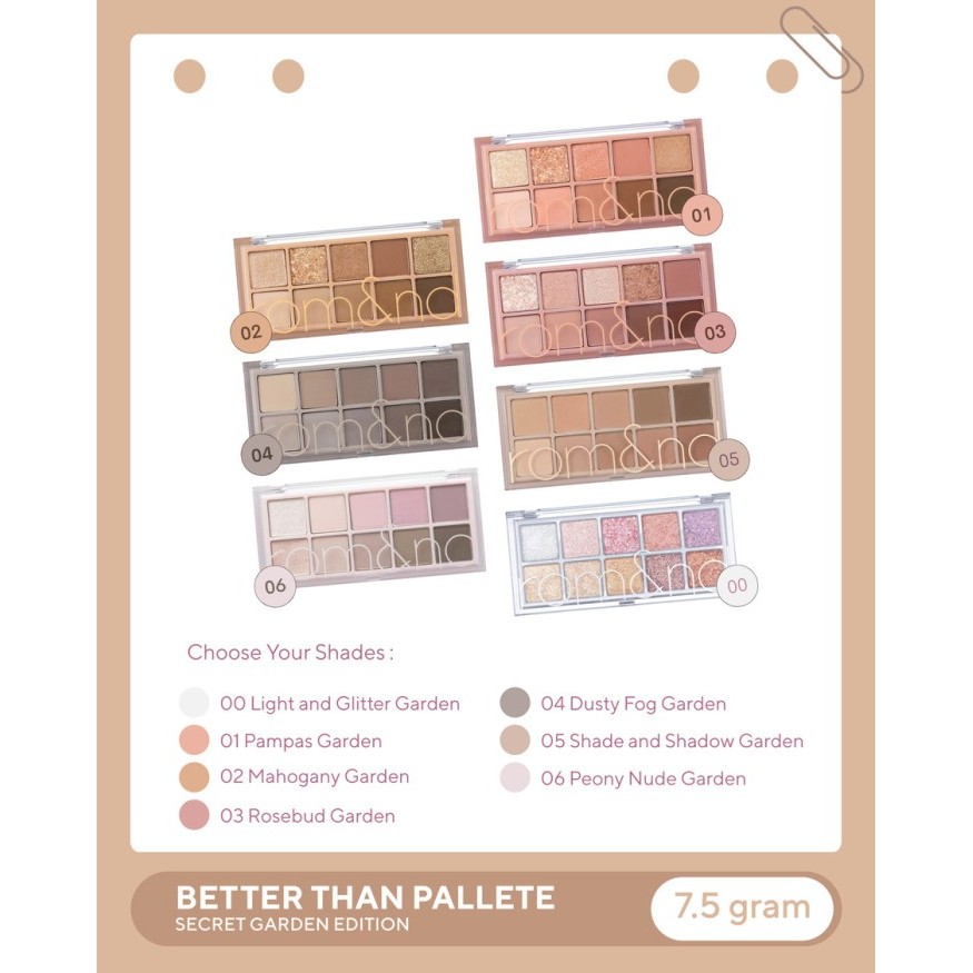 

Romand Better Than Palette Secret Garden Series - Eyeshadow Pallete Viral Korea High Pigmented