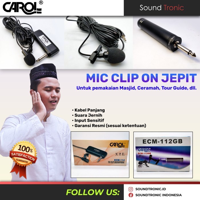 Microfon Imam Masjid CAROL Mic Jepit Kabel Clip On