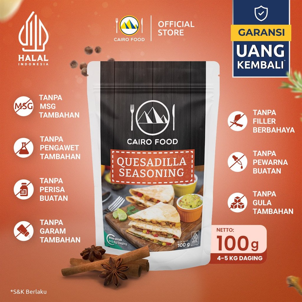 

Bumbu Quesadilla Sehat – Tanpa MSG, 100% Rempah Murni | Cairo Food - 100 gram