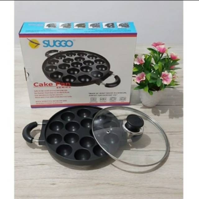 

READY CAKE PAN CETAKAN SUGGO 15 LUBANG CEKUNG TAKOYAKI POFFERTJES BULAT