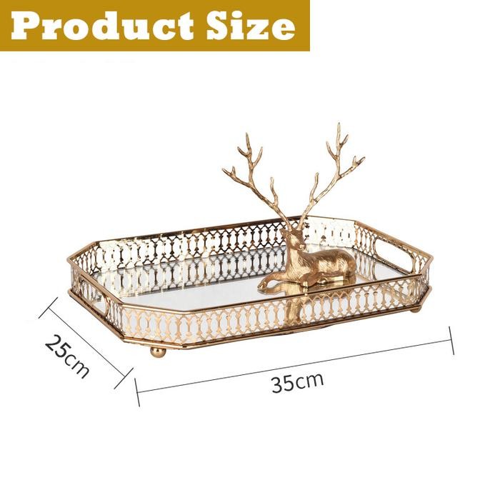 

New! Luxury Gold Tray Nampan Dekorasi Rumah Nampan Baki Kaca Mewah Nampan Dekorasi Home Decoration Exclusive Gold Nampan Gold Kaca Nampan minuman Lebaran Kitchenware - Nampan Persegi Idul Fitri