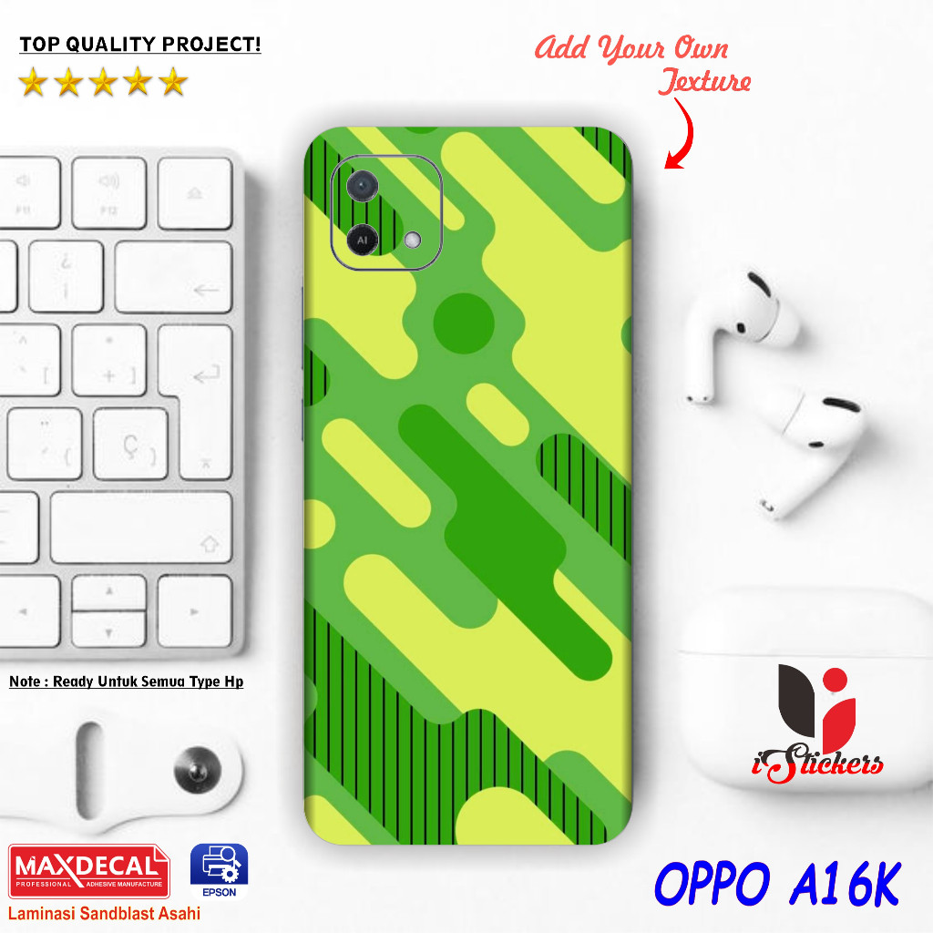 

Terlaris Oppo A16K Garskin Stiker Custom Case Laminasi Tebal COD