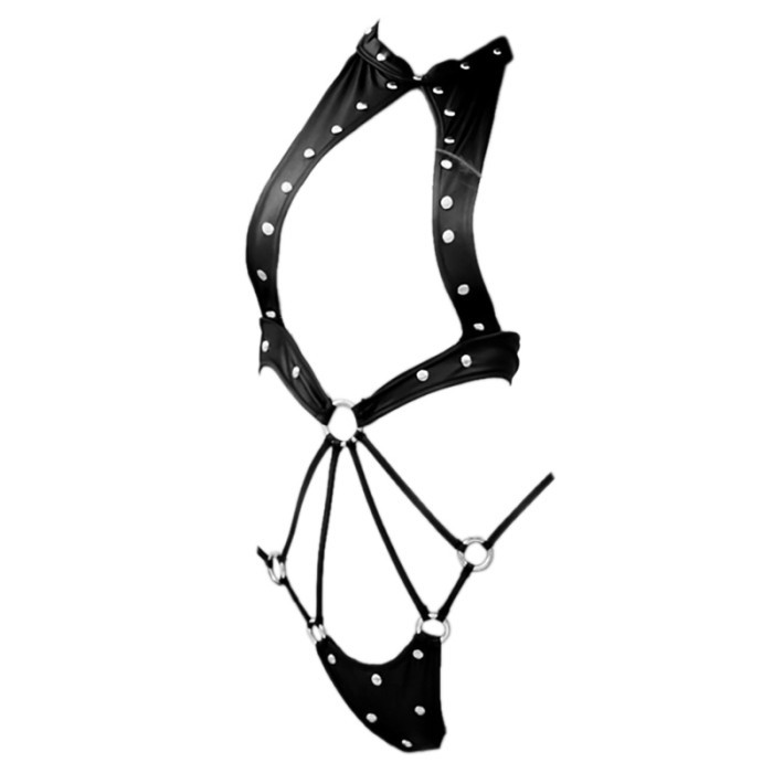 L0456 Lingerie Sexy Baju Tidur Dinas Malam Haram Seksi Teddy Bodysuit Halter Mistress Latex