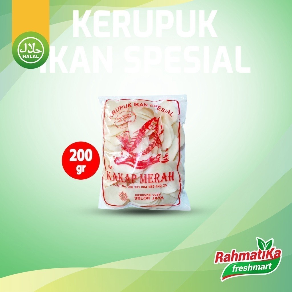 

Krupuk Ikan Spesial / Kerupuk Ikan Spesial Cap Kakap Merah Selok Jaya 200 gram