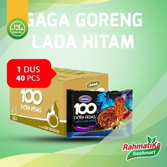 

GAGA 100 Mie Instan Extra Pedas Goreng Lada Hitam Lvl-3 (1 Dus/Karton)