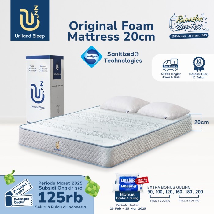 Kasur Busa Uniland Sleep Original 20cm Foam Mattress Box FREE BANTAL