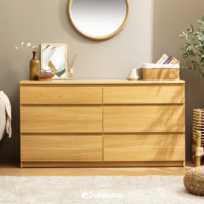 Moku Lemari Kayu 6 Laci Drawer 3 Susun