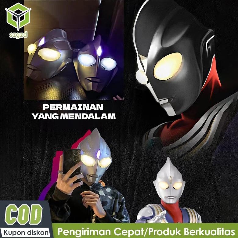 Szgzd Ultraman Tiga Tudung bercahaya Pakaian anak-anak topeng ultraman / Masker penyala yang dapat d