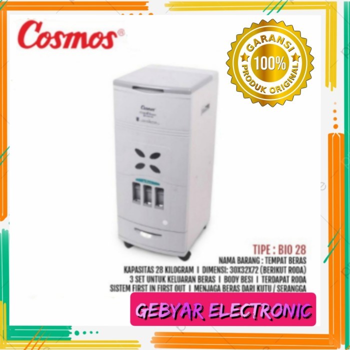 RICE BOX COSMOS 28KG / TEMPAT BERAS COSMOS ANTI KUTU BERAS BAHAN BESI